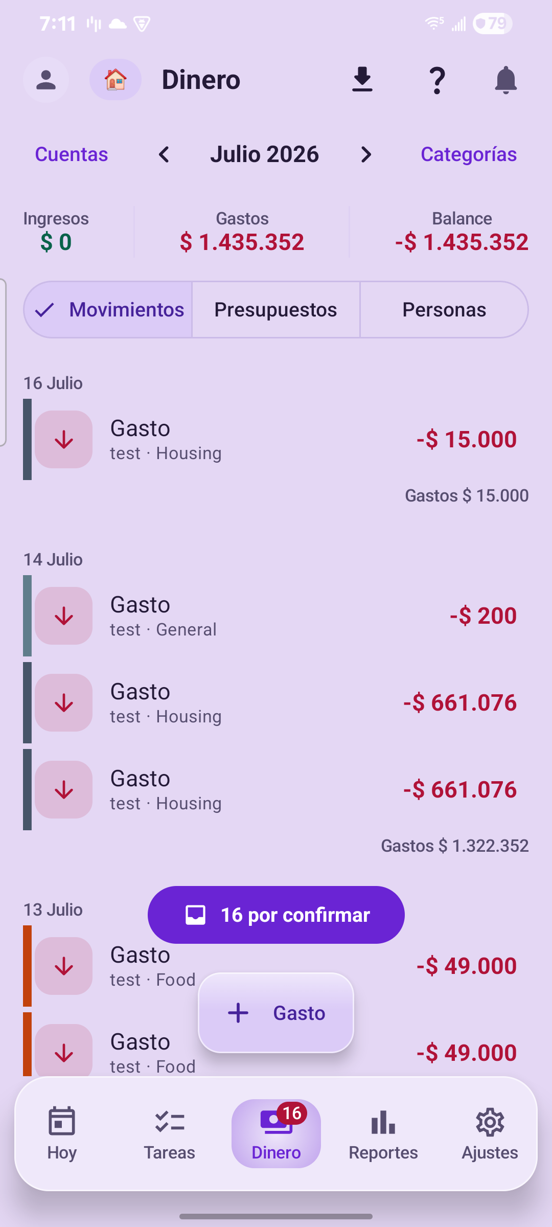 Money movements in Pendi